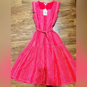 Casual dress. Elegant Red color cotton dress. Size Large.